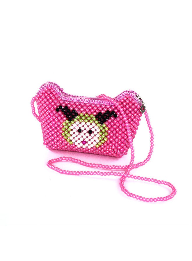 Yuanbao Pearl Bag Handmade Shoulder Crossbody Bag With Zipper Fashion Children's Bag Folk Crafts Wholesale-Color:88005-1 Animal Yuanbao Pearl Bag (Long Belt)-Light Powder  - Image 1