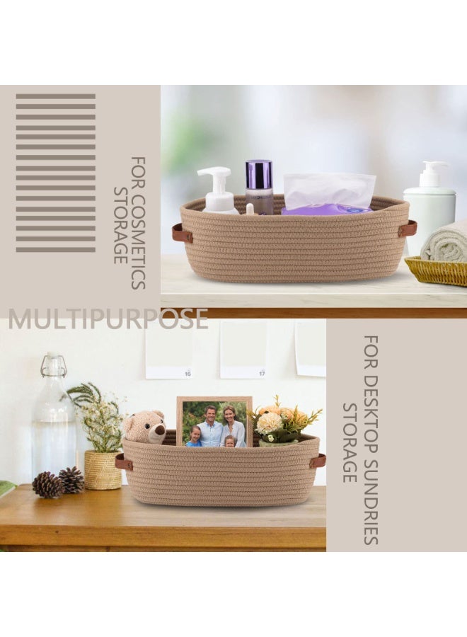 Bohemian style storage basket for organizing woven decorative basket for countertop toilet paper basket for toilet tank top shelf basket with handles khaki - Image 4