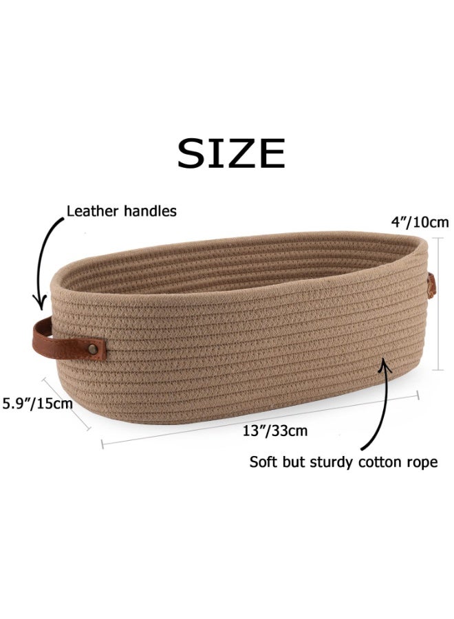 Bohemian style storage basket for organizing woven decorative basket for countertop toilet paper basket for toilet tank top shelf basket with handles khaki - Image 3