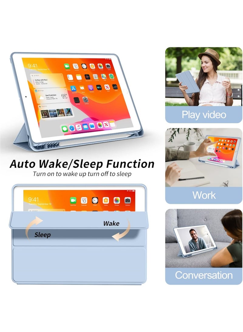 روك بو حافظة لجهاز Apple iPad 10.2 بوصة 2021/2020/2019 (9th/8th/7th) مع حامل قلم، غطاء رفيع للكمبيوتر اللوحي مع ظهر ناعم من مادة TPU، إيقاظ/سكون تلقائي لجهاز iPad 10.2 بوصة - Image 5