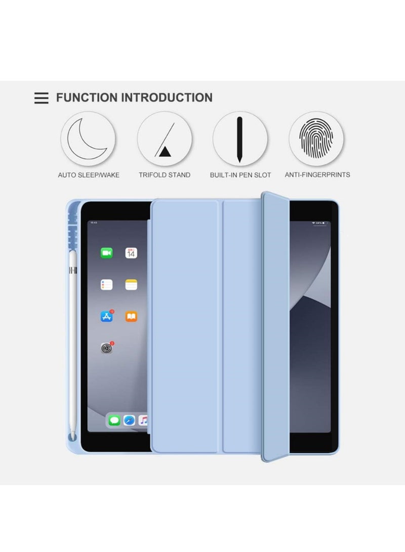 روك بو حافظة لجهاز Apple iPad 10.2 بوصة 2021/2020/2019 (9th/8th/7th) مع حامل قلم، غطاء رفيع للكمبيوتر اللوحي مع ظهر ناعم من مادة TPU، إيقاظ/سكون تلقائي لجهاز iPad 10.2 بوصة - Image 3