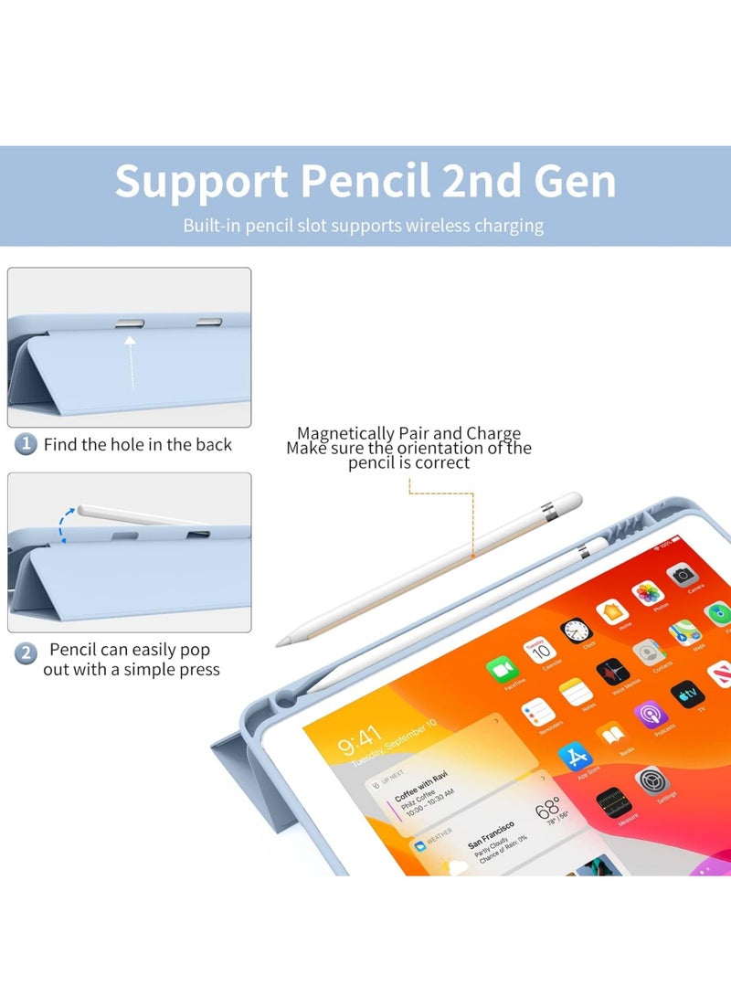 روك بو حافظة لجهاز Apple iPad 10.2 بوصة 2021/2020/2019 (9th/8th/7th) مع حامل قلم، غطاء رفيع للكمبيوتر اللوحي مع ظهر ناعم من مادة TPU، إيقاظ/سكون تلقائي لجهاز iPad 10.2 بوصة - Image 4