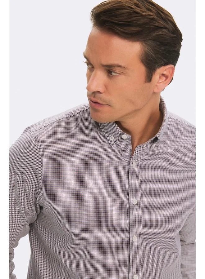 JUNE June Exclusive Men Regular Fit Textured Shirt Brown - Navy