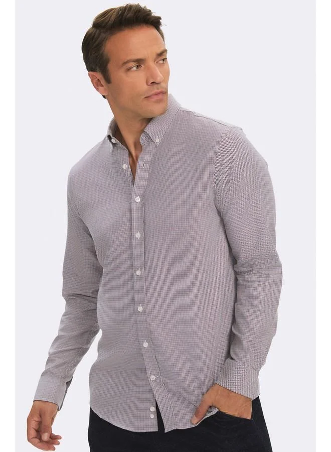 JUNE June Exclusive Men Regular Fit Textured Shirt Brown - Navy