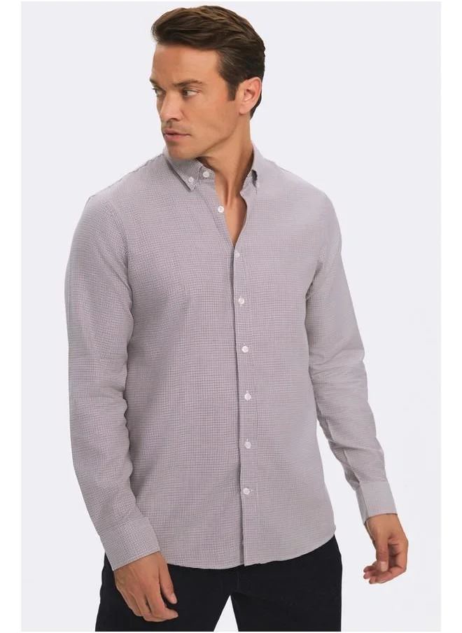 جون June Exclusive Men Regular Fit Textured Shirt Brown - Navy