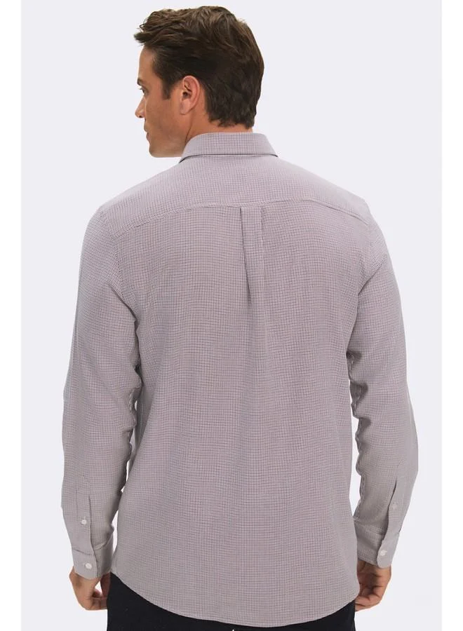 JUNE June Exclusive Men Regular Fit Textured Shirt Brown - Navy
