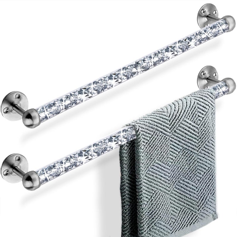 Meetart Crushed Diamond Glass Towel Bar for BathroomSet of 2 Towel Rods WallMountedTowel Racks for Bath TowelsHand Towels155 - Image 2