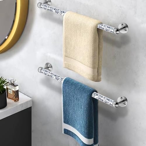 Meetart Crushed Diamond Glass Towel Bar for BathroomSet of 2 Towel Rods WallMountedTowel Racks for Bath TowelsHand Towels155 - Image 3