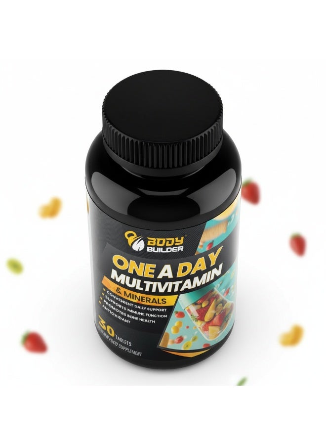 بودي بيلدر أقراص ون أ داي متعددة الفيتامينات والمعادن، فيتامينات يومية من أ إلى ك، 30 قرصًا، لدعم الصحة العامة - Image 2