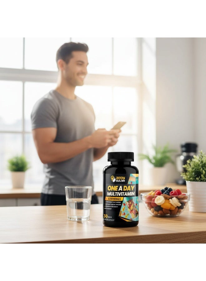 بودي بيلدر أقراص ون أ داي متعددة الفيتامينات والمعادن، فيتامينات يومية من أ إلى ك، 30 قرصًا، لدعم الصحة العامة - Image 4