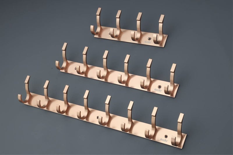 GLOXY GLOXY Stainless Steel Bathroom Accessories 8 Hooks Plate Wall Mount Door Back Hanger Pins for Hanging Cloth Set Shirt Bar Towel Rack Robe Keys 4 Pin khutti Rose Gold Pack of 4 - Image 2