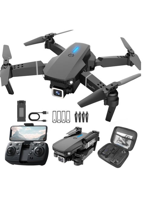 E88 4K HD Drone – Single Camera, Foldable Aerial Drone for Beginners, 2.4GHz Real-Time Transmission, 360° Roll, Long Battery Life, Headless Mode, Trajectory Flight, One Key Return