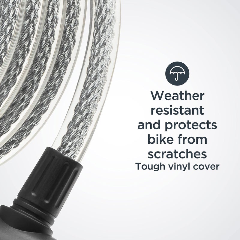 Schwinn Bike Key Lock in Braided Steel Cable, 2 Keys Included, 6 feet x 12mm Anti Theft Bicycle Lock, Security Level 3 - Image 4