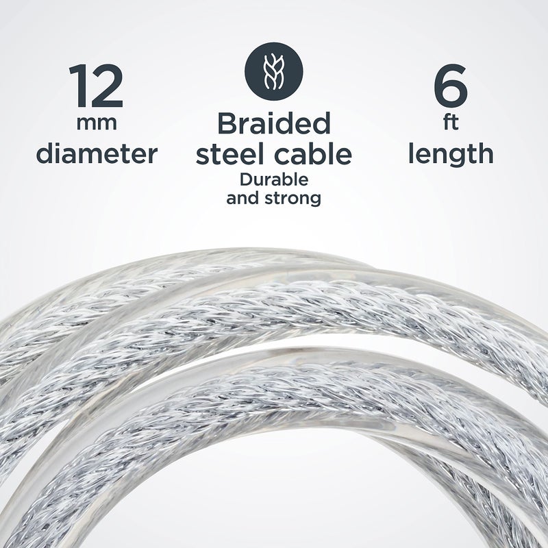 Schwinn Bike Key Lock in Braided Steel Cable, 2 Keys Included, 6 feet x 12mm Anti Theft Bicycle Lock, Security Level 3 - Image 3