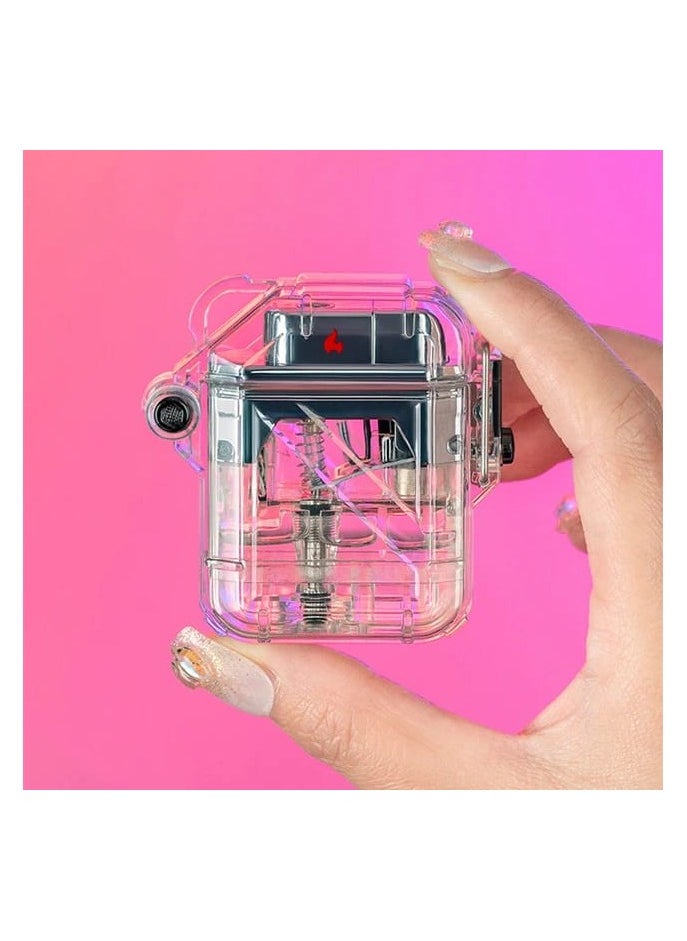 Generic - Transparent Colorful Lighter Windproof Pocket Lighter, Assorted Colors, Compact and Durable, Ideal for Camping, BBQ, and Everyday Use - Image 1