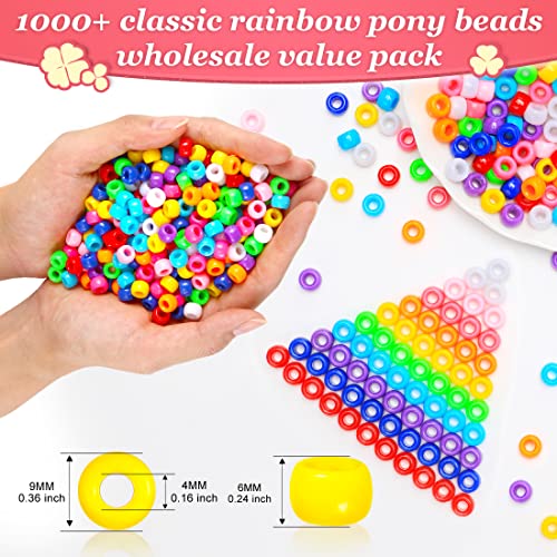 Eppingwin 1000+ pcs Pony Beads, Multi-Colored Bracelet Beads for Hair Braids, Plastic Bead for Crafts (Medium Pack, Classic)… - Image 2
