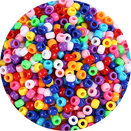 Eppingwin 1000+ pcs Pony Beads, Multi-Colored Bracelet Beads for Hair Braids, Plastic Bead for Crafts (Medium Pack, Classic)… - Image 1