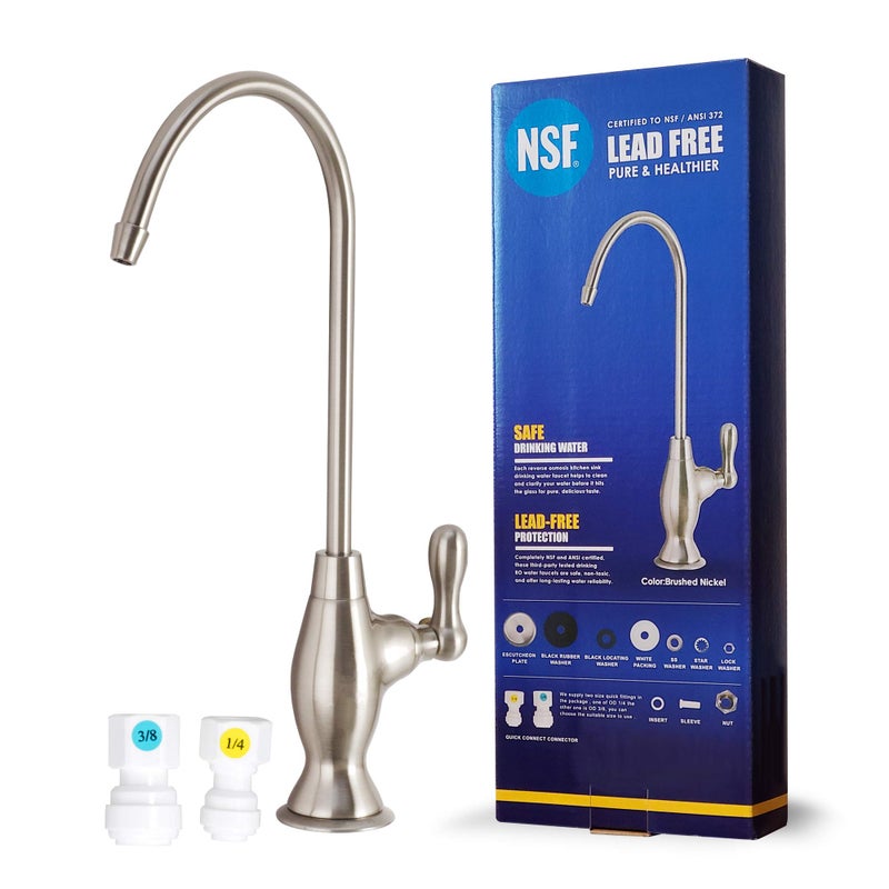 NSF Certification LeadFree Water Filtration Reverse Osmosis Faucet Brushed Nickel Advanced RO Tap for Drinking Kitchen Sink Cooking Cleaning  Safe Healthier