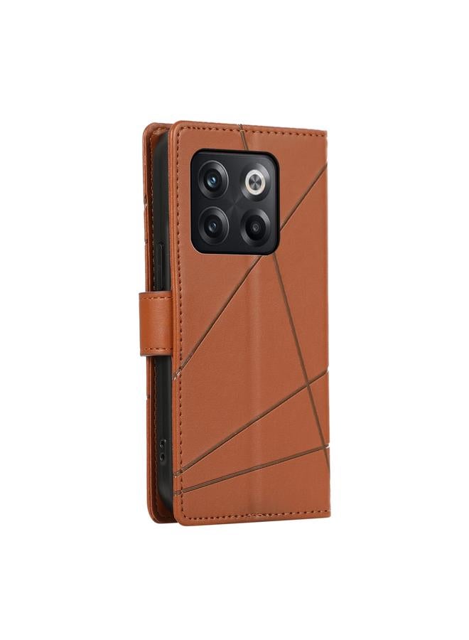 S-TOP Case For OnePlus Ace Pro PU Genuine Leather Texture Embossed Line Phone Case - Image 3
