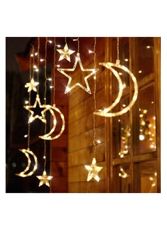 Bukela Decorations String Lights, Battery Operated Curtain Lights, Moon Star Led Lights for Bedroom, Dorm Decor Battery Powered Fairy Lights, Indoor Outdoor Decoration Twinkle Lights  - Image 1