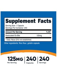 Nutricost Ox Bile, 125 mg Per Serving, 240 Capsules,240 Serving - Dietary Supplement  - Image 3