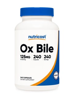 Nutricost Ox Bile, 125 mg Per Serving, 240 Capsules,240 Serving - Dietary Supplement  - Image 1