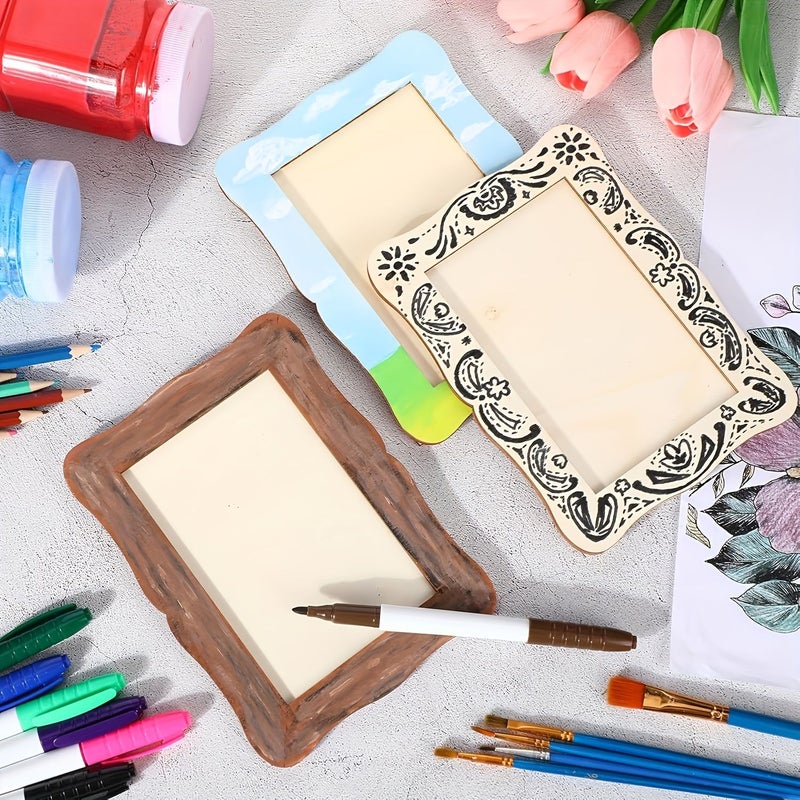 20 قطعة إطارات صور خشبية DIY لصور مقاس 4×6، لوحات حرفية فارغة للرسم والفن​​​ - Image 4