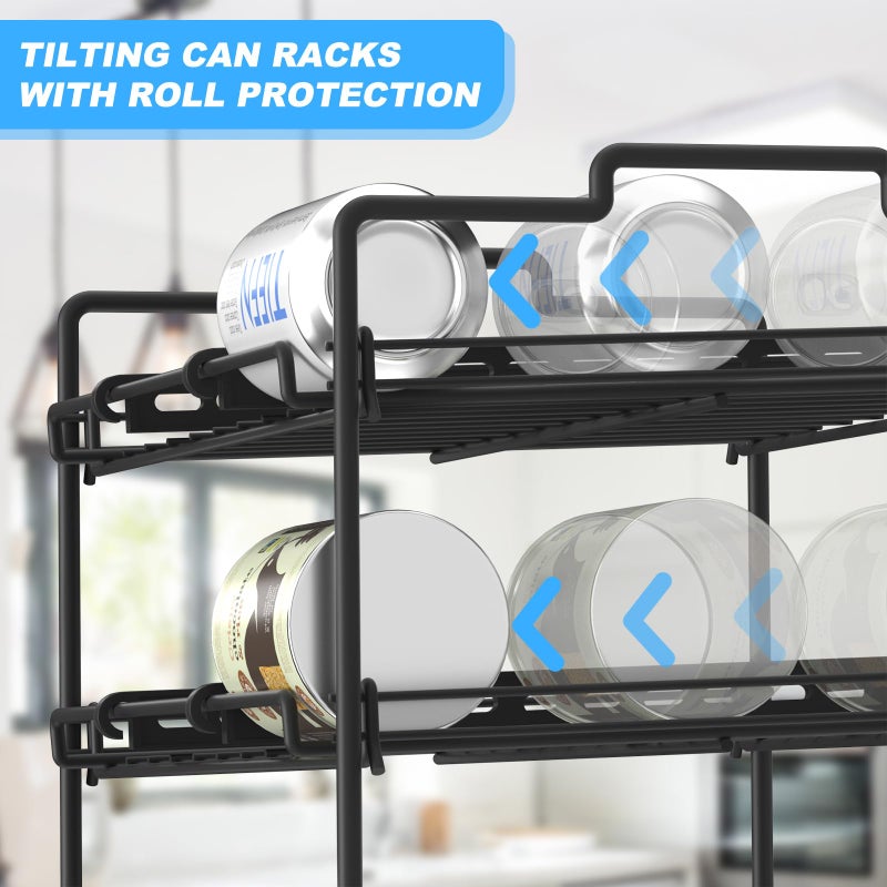 Sulishang 4 Tiers Stackable Can Rack Organizer, Wear-resistant Upgrade Beverage Food Can Dispenser Holder Holds up to 48 Cans for Kitchen Cabinet and Pantry (Black) - Image 4