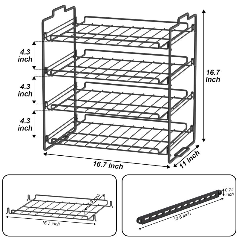 Sulishang 4 Tiers Stackable Can Rack Organizer, Wear-resistant Upgrade Beverage Food Can Dispenser Holder Holds up to 48 Cans for Kitchen Cabinet and Pantry (Black) - Image 2
