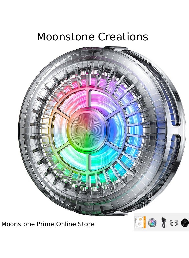 مونستون كرييشونز مبرد هاتف محمول، تصميم مغناطيسي + مشبك 2 في 1 فائق النحافة، تبريد شبه موصل 15 واط، إضاءة RGB قابلة للتشغيل/الإيقاف، مروحة هادئة للألعاب والبث المباشر وتصوير الفيديو، متوافق مع سلسلة iPhone 12–17 ونظامي iOS/Android وأجهزة iPad - Image 1