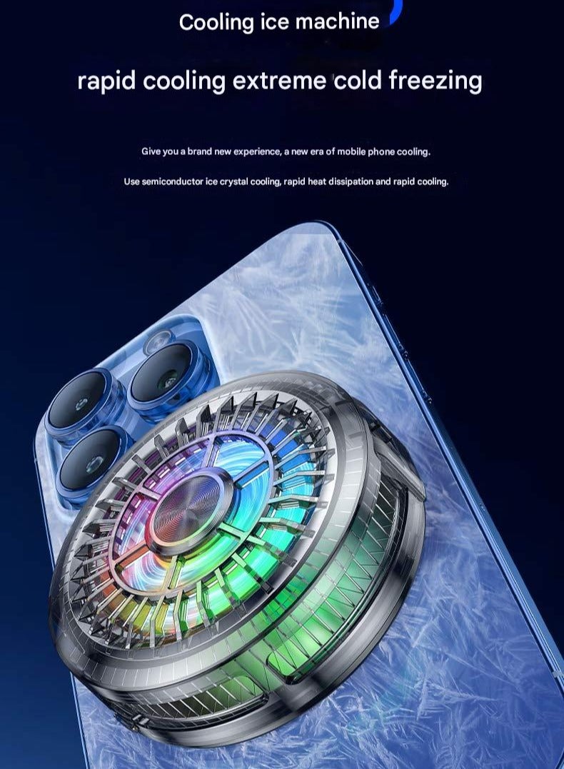 مونستون كرييشونز مبرد هاتف محمول، تصميم مغناطيسي + مشبك 2 في 1 فائق النحافة، تبريد شبه موصل 15 واط، إضاءة RGB قابلة للتشغيل/الإيقاف، مروحة هادئة للألعاب والبث المباشر وتصوير الفيديو، متوافق مع سلسلة iPhone 12–17 ونظامي iOS/Android وأجهزة iPad - Image 5