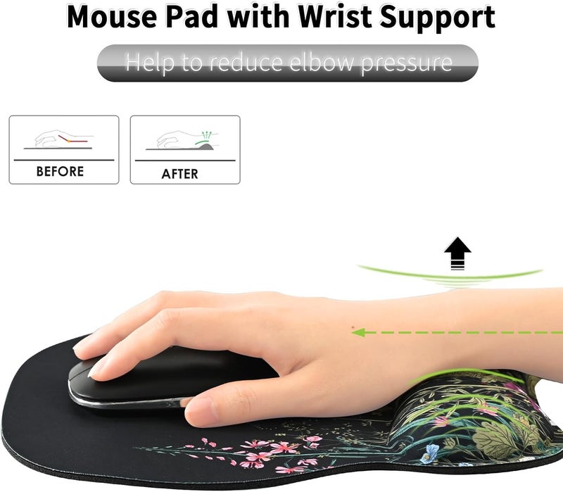 Eoocoo Ergonomic Mouse Pad with Wrist Support, Mousepad with Memory Foam Wrist Rest and Non-Slip Base for Computer, Cafe, Home & Office, 9.64 x 8.26 in Office Desk Accessories - Image 4