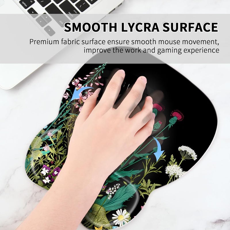 Eoocoo Ergonomic Mouse Pad with Wrist Support, Mousepad with Memory Foam Wrist Rest and Non-Slip Base for Computer, Cafe, Home & Office, 9.64 x 8.26 in Office Desk Accessories - Image 3