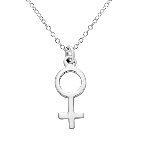 MANZHEN Simple Feminine Astrological Gender Symbol Necklace Stainless Steel 18 Inch (Hand Polished Stainless steel/Silver Look) - Image 1