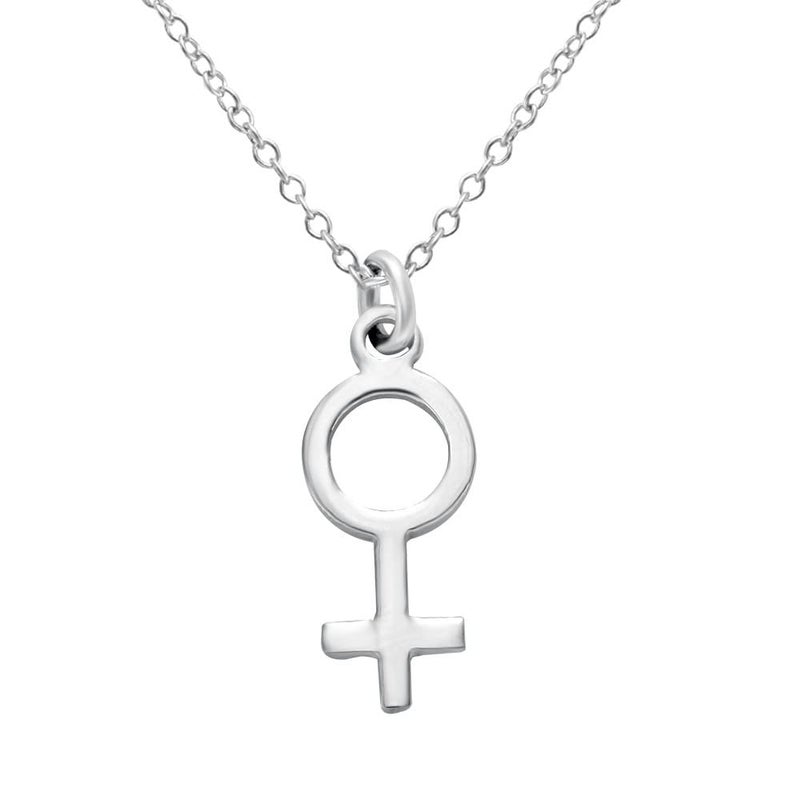 MANZHEN Simple Feminine Astrological Gender Symbol Necklace Stainless Steel 18 Inch (Hand Polished Stainless steel/Silver Look) - Image 5