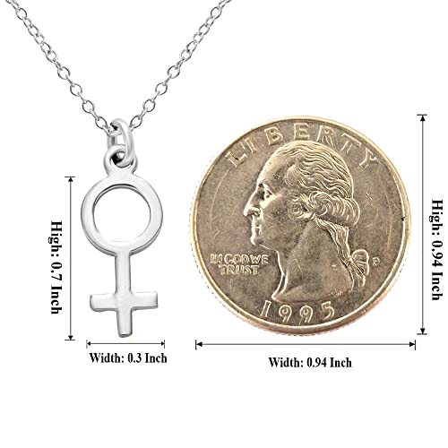 MANZHEN Simple Feminine Astrological Gender Symbol Necklace Stainless Steel 18 Inch (Hand Polished Stainless steel/Silver Look) - Image 2