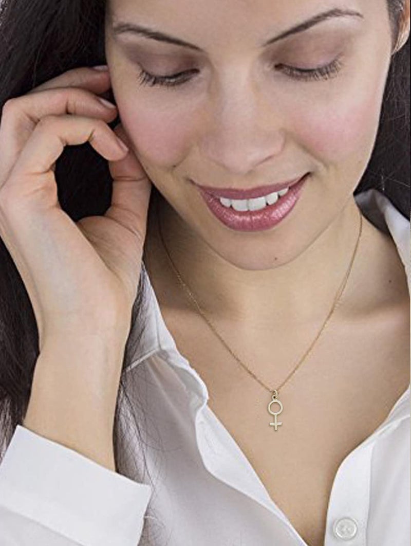 MANZHEN Simple Feminine Astrological Gender Symbol Necklace Stainless Steel 18 Inch (Hand Polished Stainless steel/Silver Look) - Image 3
