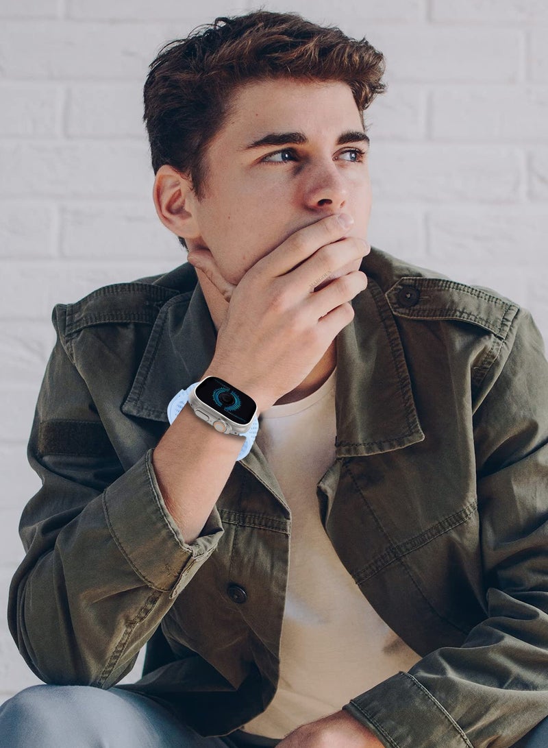 49mm/45mm/44mm/ Sport Silicone Watch Band Compatible with Apple Watch Series 9/8/7/6/5/4/3/2/1 & SE – Breathable Soft Strap with Buckle - Light Blue - Image 5