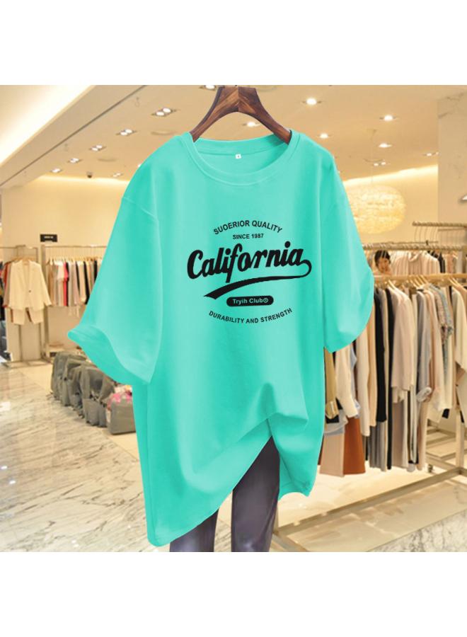 VUELO Casual Mid-length Short-sleeved T-shirt Women's Summer New Loose Slimming Letter Printed Half-sleeved Top 