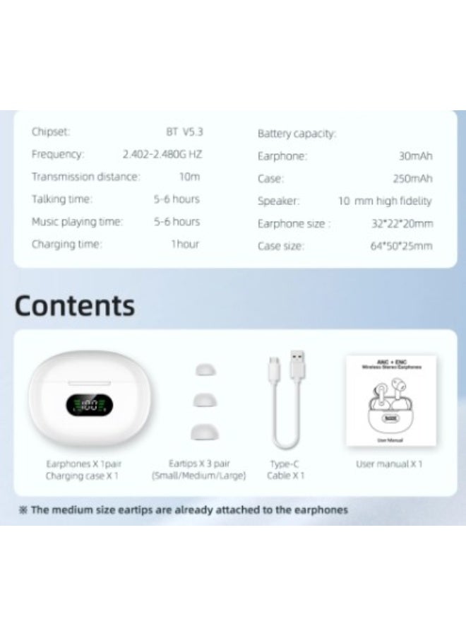 Haing Wireless Earbude With Charging Box White - Image 5