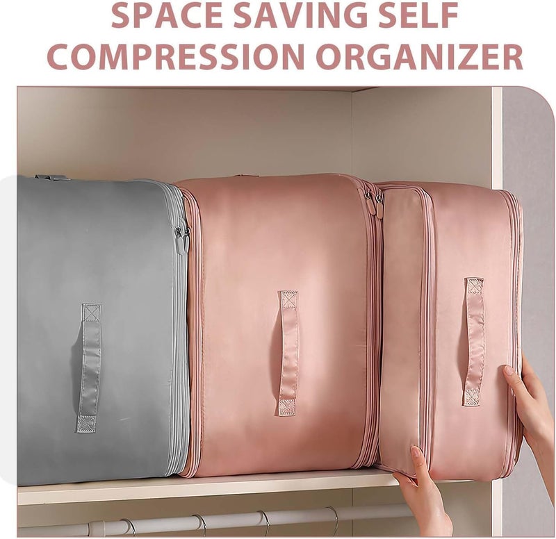 SHOPELLA Ultra Space Saving Self Compression Organizer Bags Heavy Duty Moving Bags with Zipper Ideal for Comforters Blankets Bedding and Clothes 52 x 42 x 15 cm - Image 3
