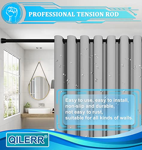 QILERR Small Tension Rods 16 to 28 Inches, Adjustable Short Extension Curtain Rod, Heavy Duty Spring Loaded Mini tension rods for Windows, Curtain, Closet, Clothes, Diameter 1inch, Black - Image 5