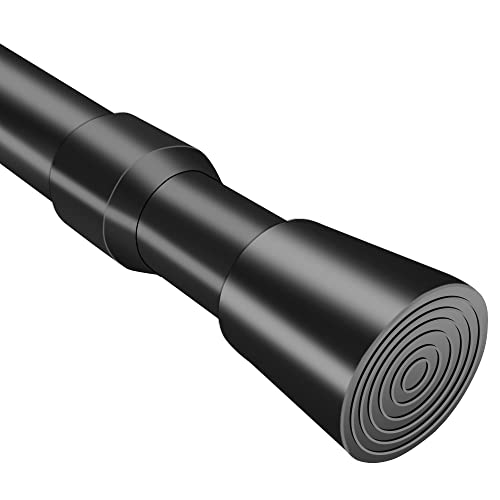 QILERR Small Tension Rods 16 to 28 Inches, Adjustable Short Extension Curtain Rod, Heavy Duty Spring Loaded Mini tension rods for Windows, Curtain, Closet, Clothes, Diameter 1inch, Black - Image 1