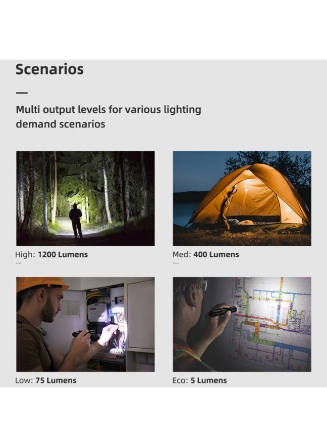 وبين مصباح يدوي محمول خارجي WUBEN L50 مصنوع من الألومنيوم بإضاءة LED قوية وقابل لإعادة الشحن عبر USB - Image 4