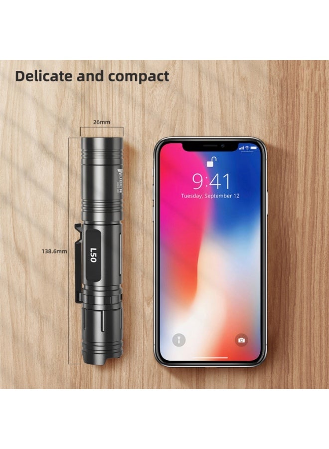 وبين مصباح يدوي محمول خارجي WUBEN L50 مصنوع من الألومنيوم بإضاءة LED قوية وقابل لإعادة الشحن عبر USB - Image 2