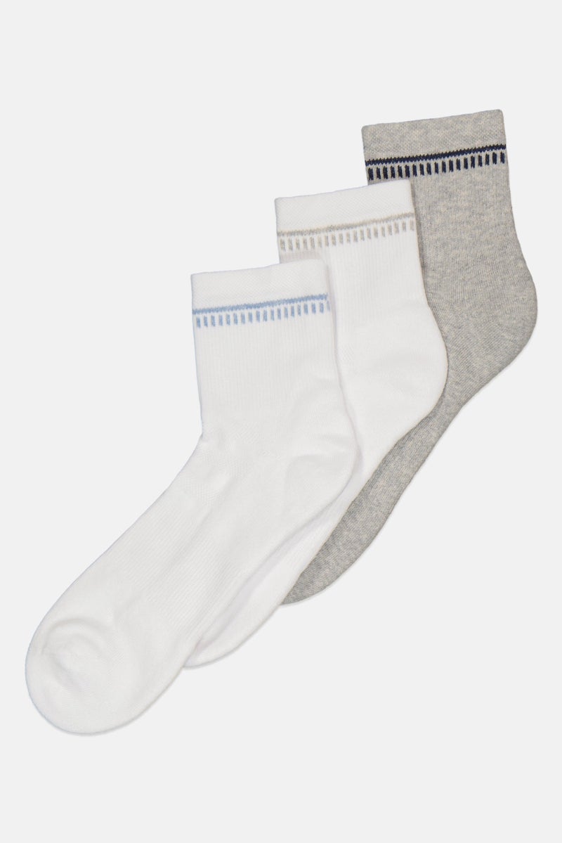 TapouT Men 3 Pairs Textured Mid Length Socks, Multicolor  - Image 1