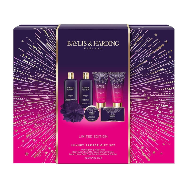 Baylis & Harding مجموعة هدايا بايليس هاردينغ للنساء هدية تدليل للعناية بالجسم فيغ القمر 7 عبوات