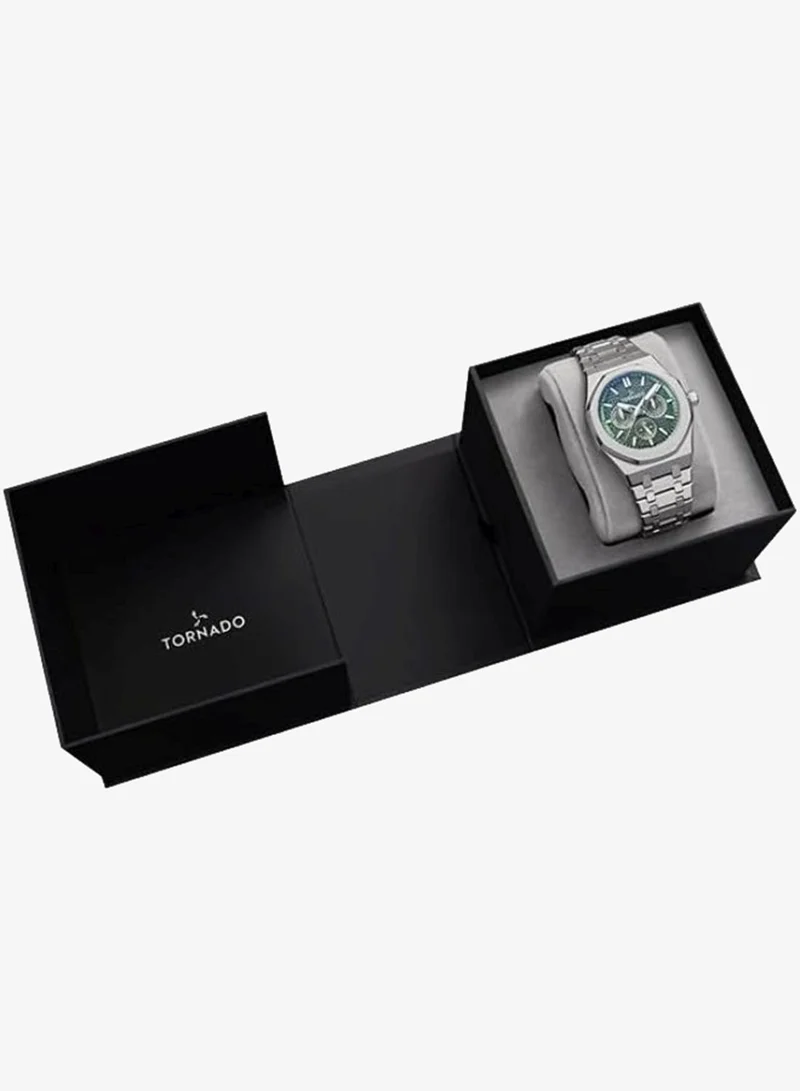 Tornado  Tornado Aurora Men's Miyota 6P29 Movement Watch, Multi Function Display and Stainless Steel Brushed Bracelet Strap - T23104-SBSH, Silver for Men | Best Price UAE