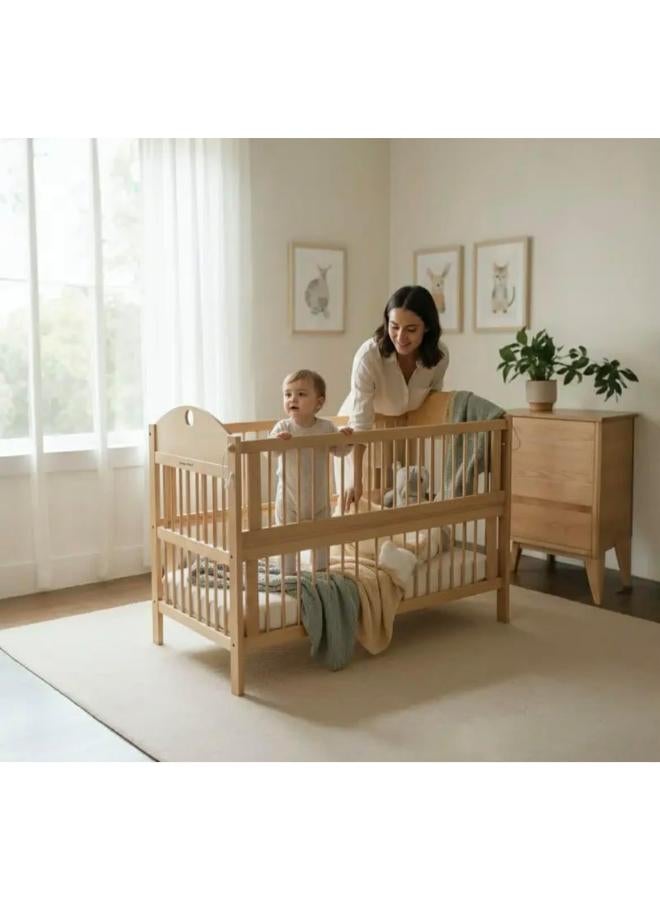 Wood Baby Bed with Side Opening Attachment for Easy Mom Access - Image 2