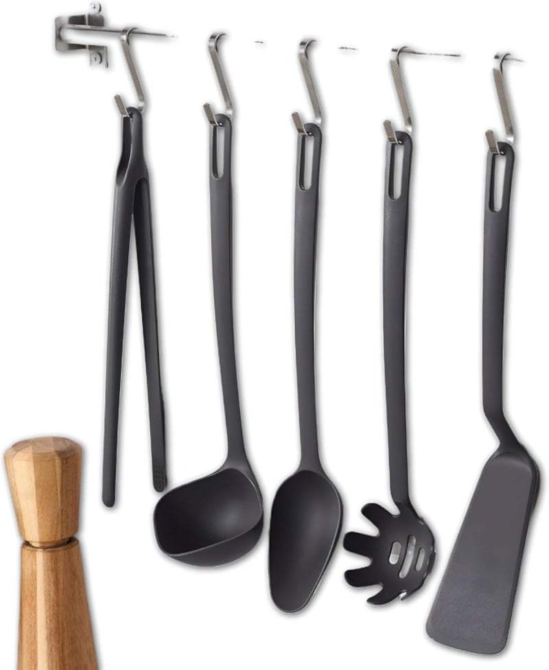 Serving and Cooking Spoons - Gray Elegant Set Designed for Home Chefs, Heat-Resistant, Non-Reactive, and Ideal for All Types of Cookware